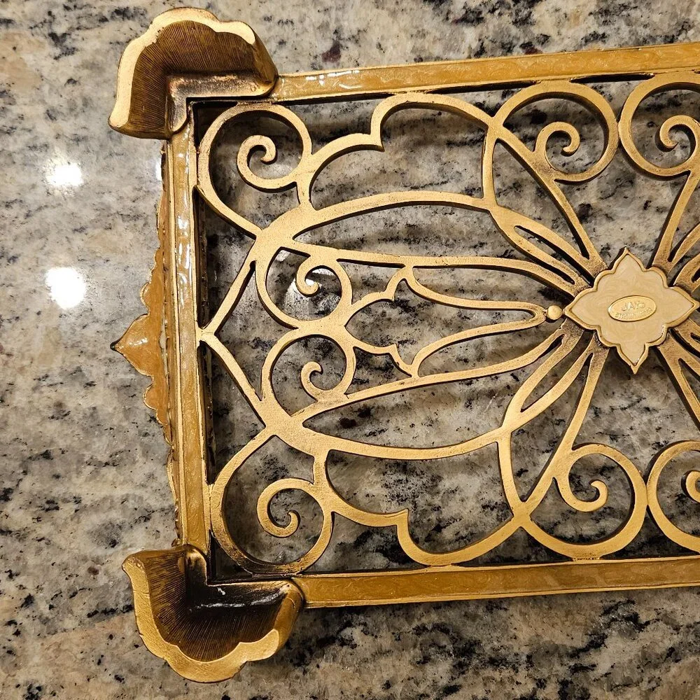 RARE JAY STRONGWATER ARABESQUE SCROLL GUEST TOWEL TISSUE HOLDER BATH VANITY TRAY